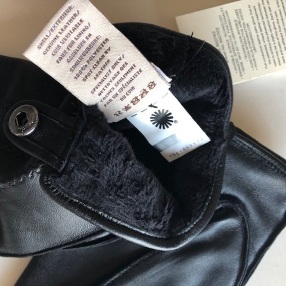 Ugg Men's Leather Smart Black Gloves. Large. XL - Picture 6 of 6